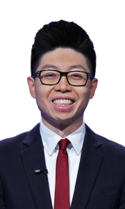 Jeopardy! Masters Game 1 - Amy Schneider v Matt Amodio v Andrew He - May 8 2023 on ABC 4 Andrew He