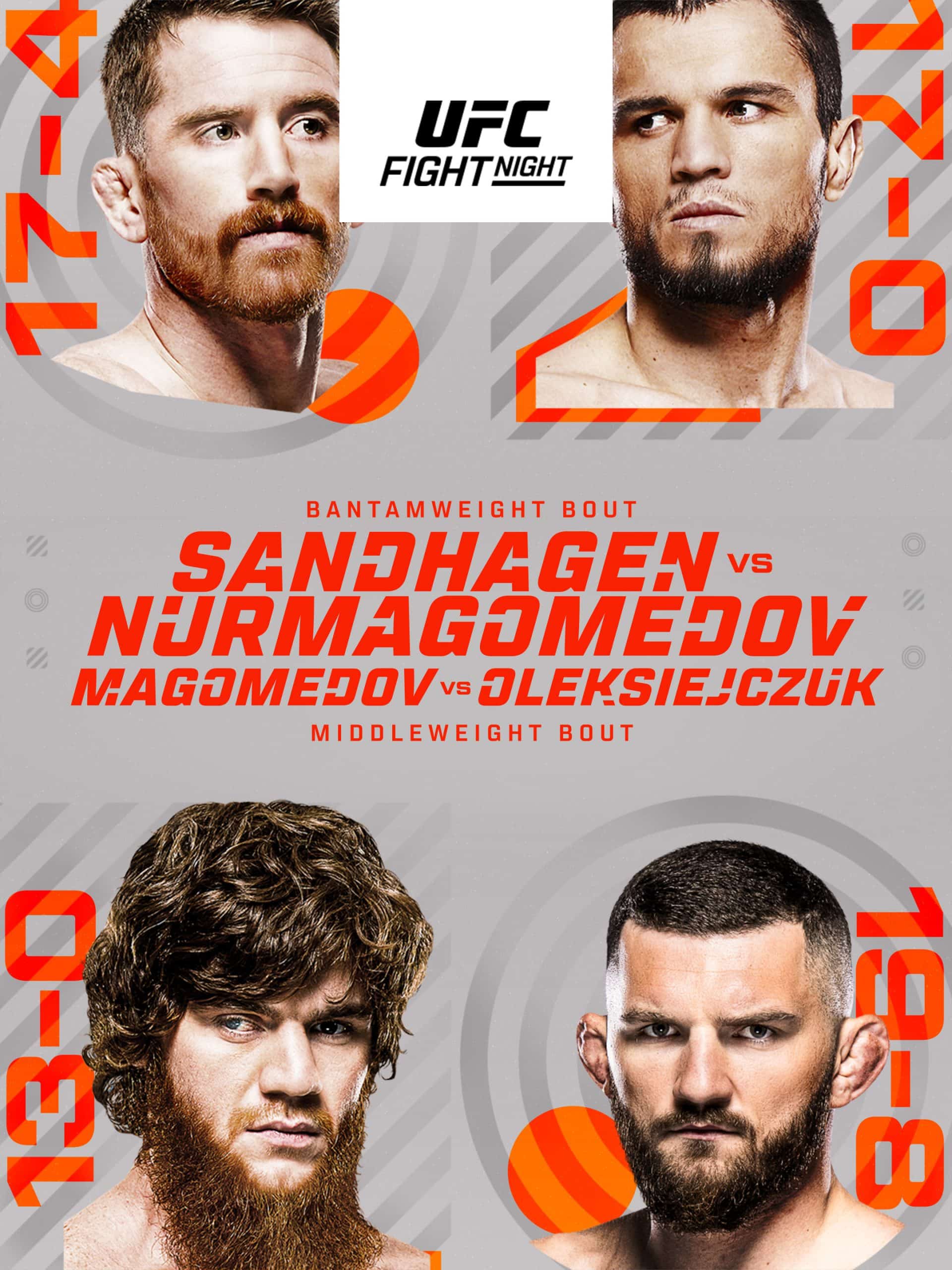 UFC Fight Night: Sandhagen vs. Nurmagomedov August 3 2024 on ABC 1 UFC Fight Night: Sandhagen vs. Nurmagomedov August 3 2024 on ABC